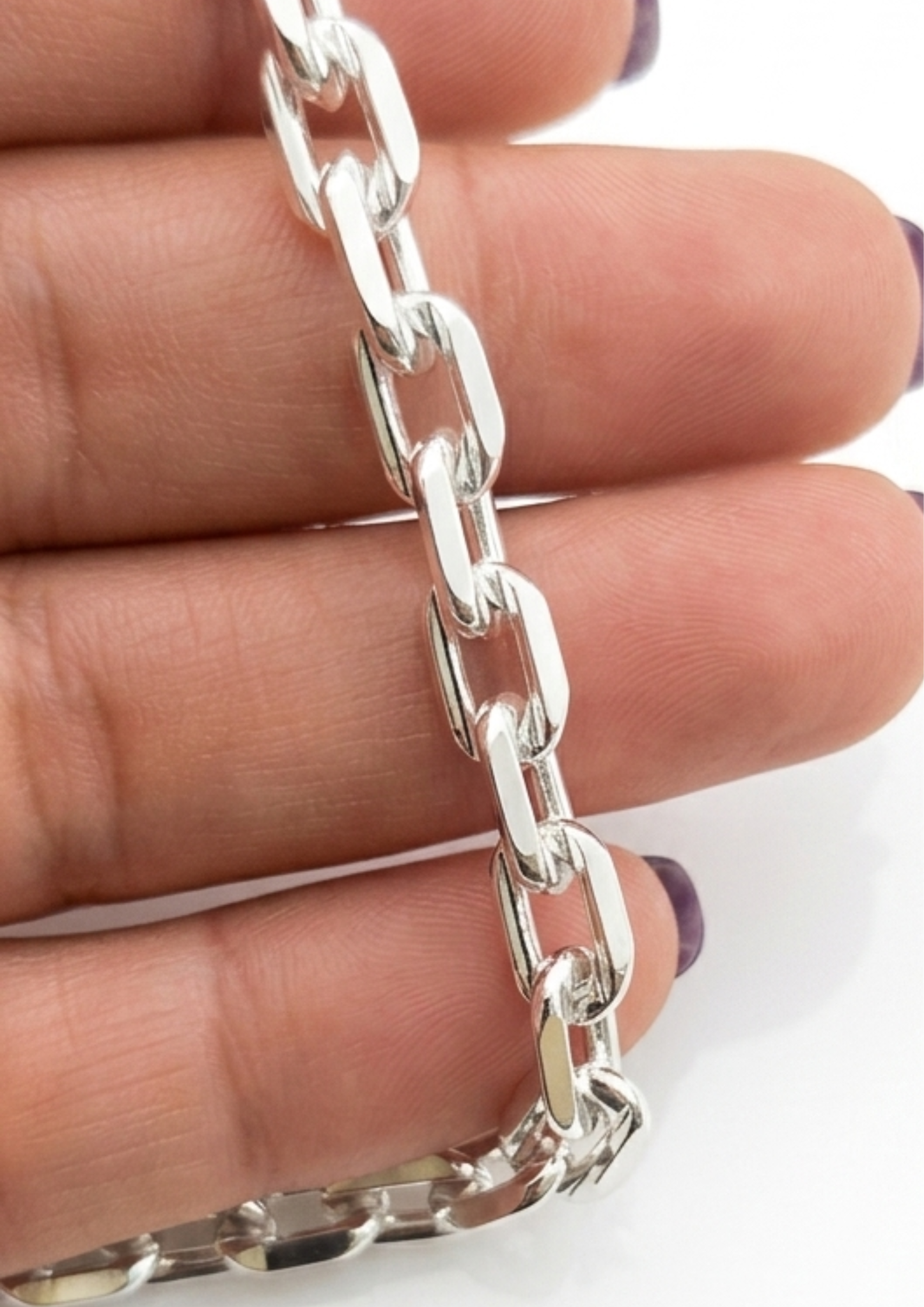 Cadena eslabon 8 x 6 MM plateada