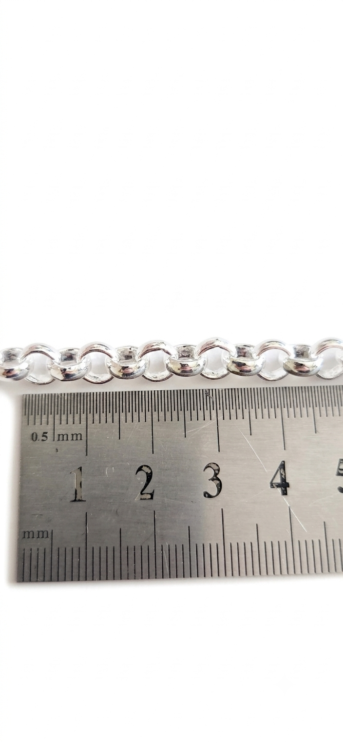 Cadena rolo bañada en plata 950 y oro blanco 7 MM
